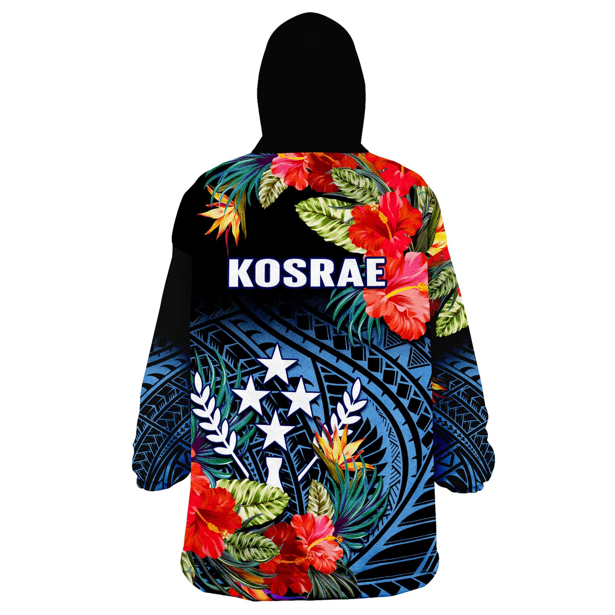 Kosrae State Wearable Blanket Hoodie FSM Hibiscus Flowers Mix Polynesian LT14 - Polynesian Pride