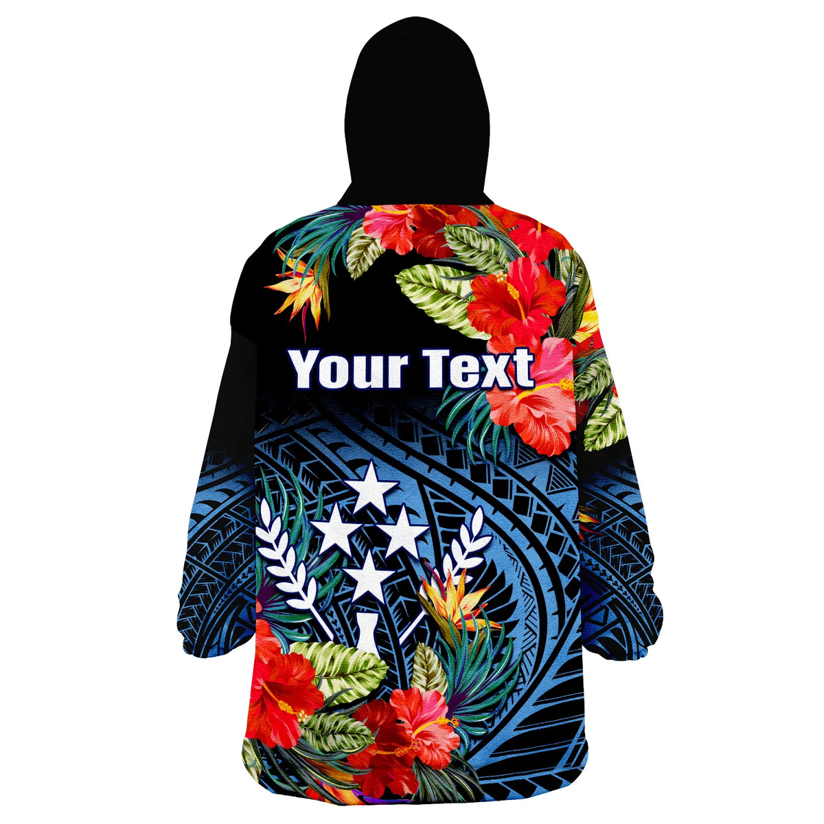 (Custom Personalised) Kosrae State Wearable Blanket Hoodie FSM Hibiscus Flowers Mix Polynesian LT14 - Polynesian Pride