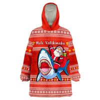 (Custom Personalised) Hawaii Christmas Wearable Blanket Hoodie Santa Shark Mele Kalikimaka Tribal LT14 Unisex One Size - Polynesian Pride