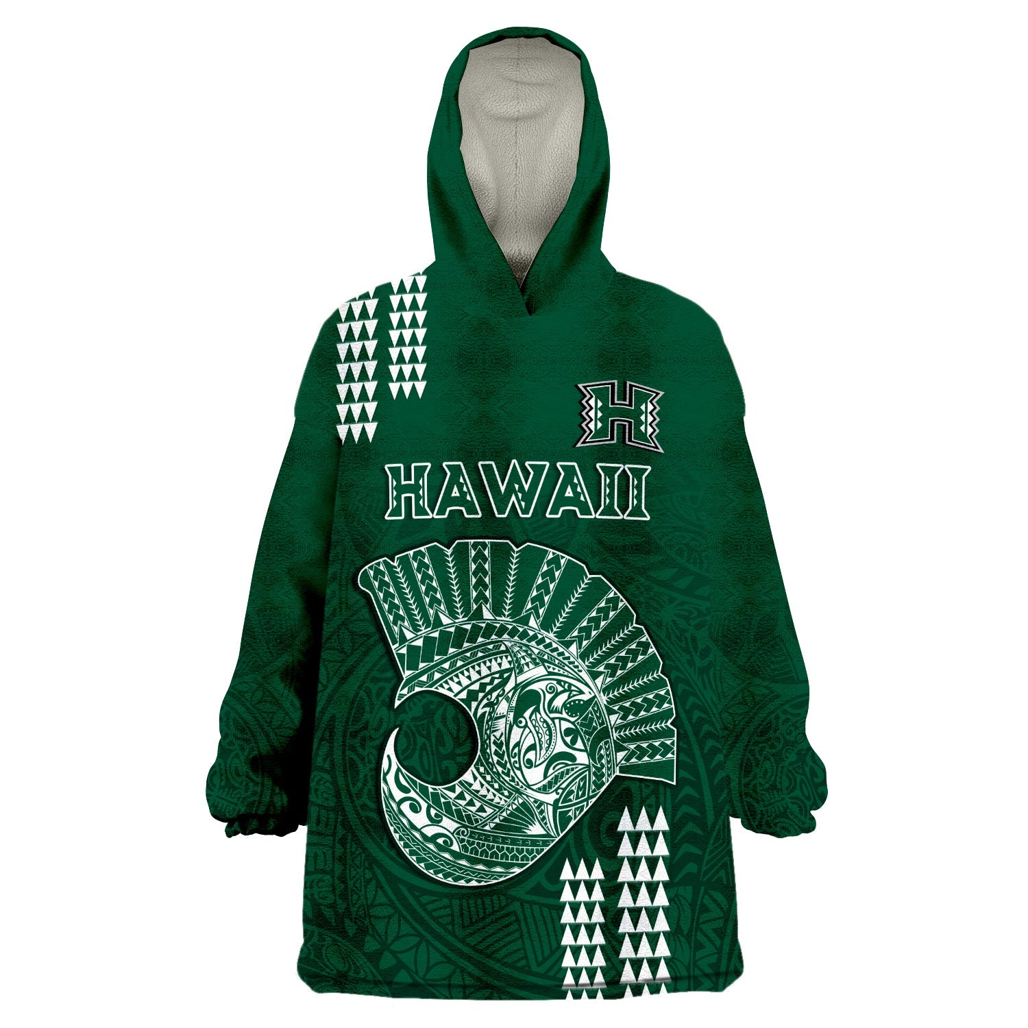 Hawaii Football Wearable Blanket Hoodie Kakau Rainbow Warriors Helmet LT14 Unisex One Size - Polynesian Pride