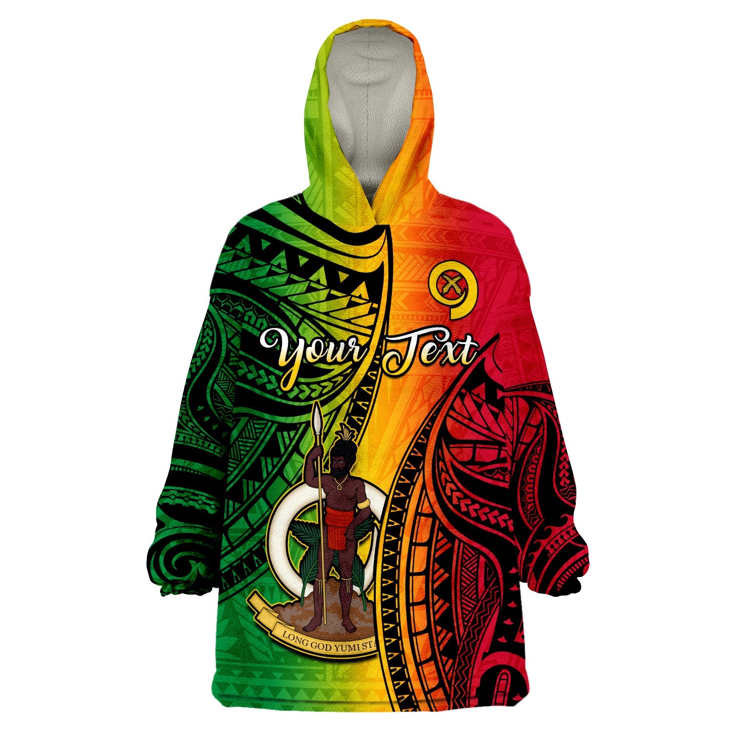 Vanuatu Wearable Blanket Hoodie Luganville Polynesian Reggae Coat Of Arms LT14 Unisex One Size - Polynesian Pride