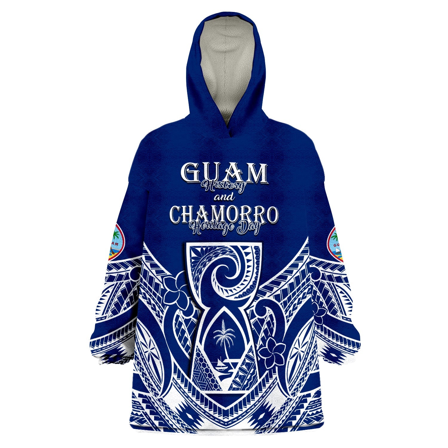 (Custom Personalised) Guam History and Chamorro Heritage Day Wearable Blanket Hoodie Latte Stone Polynesian LT14 Unisex One Size - Polynesian Pride