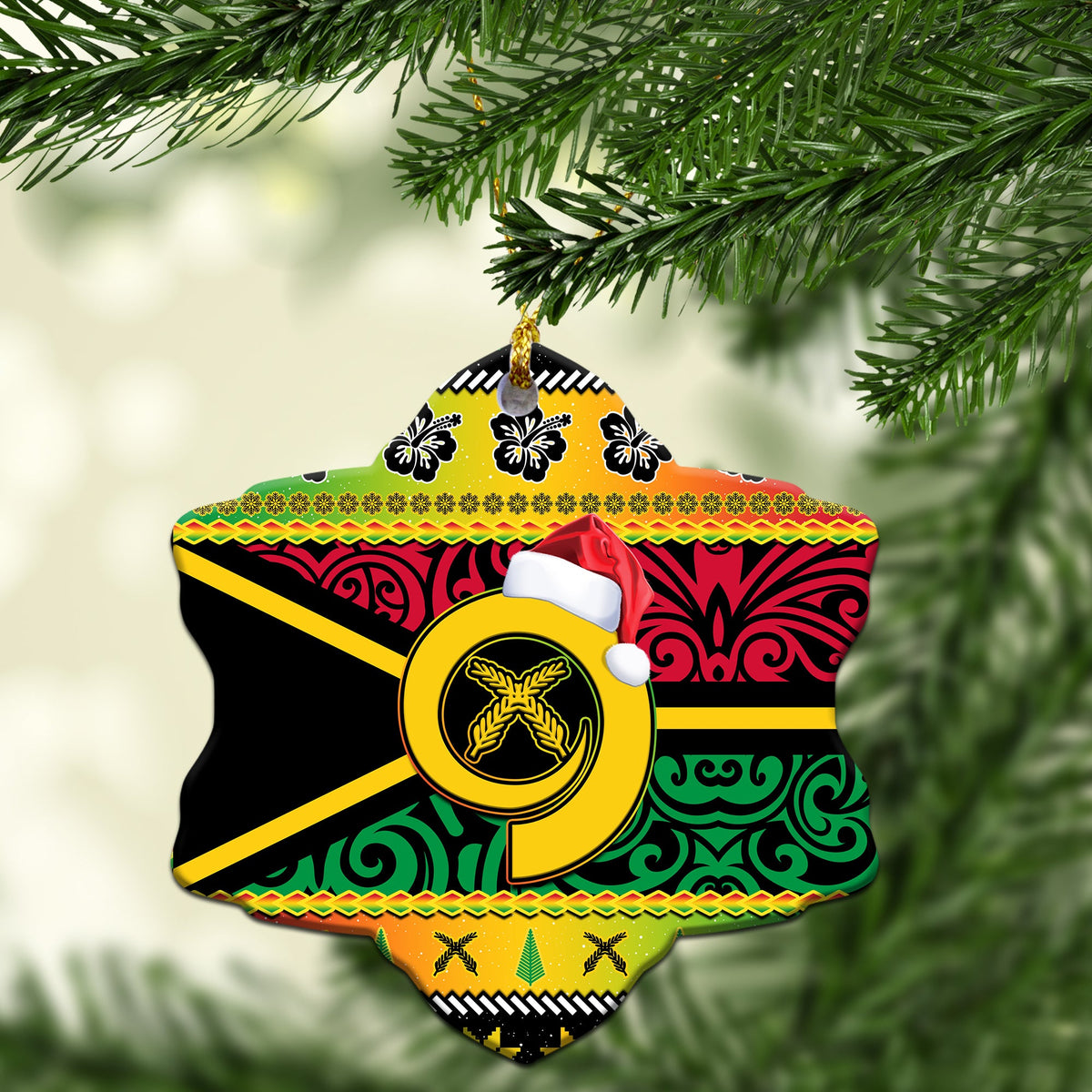 Vanuatu Christmas Ornaments Pig Tusk Polynesian Joyeux Noel Flag Art Ver.01 LT14 - Polynesian Pride