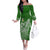 Liahona High School Tonga Off Shoulder Long Sleeves Dress Kupesi Style - Ver02 LT7 Women Green - Polynesian Pride