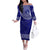 Queen Salote College Tonga Off Shoulder Long Sleeves Dress Kupesi Style - Ver03 LT7 Women Blue - Polynesian Pride