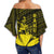 Hawaiian King Kanaka Map Polynesian Oahu Women's Off Shoulder Wrap Waist Top - Yellow - Hala Style - AH - Polynesian Pride