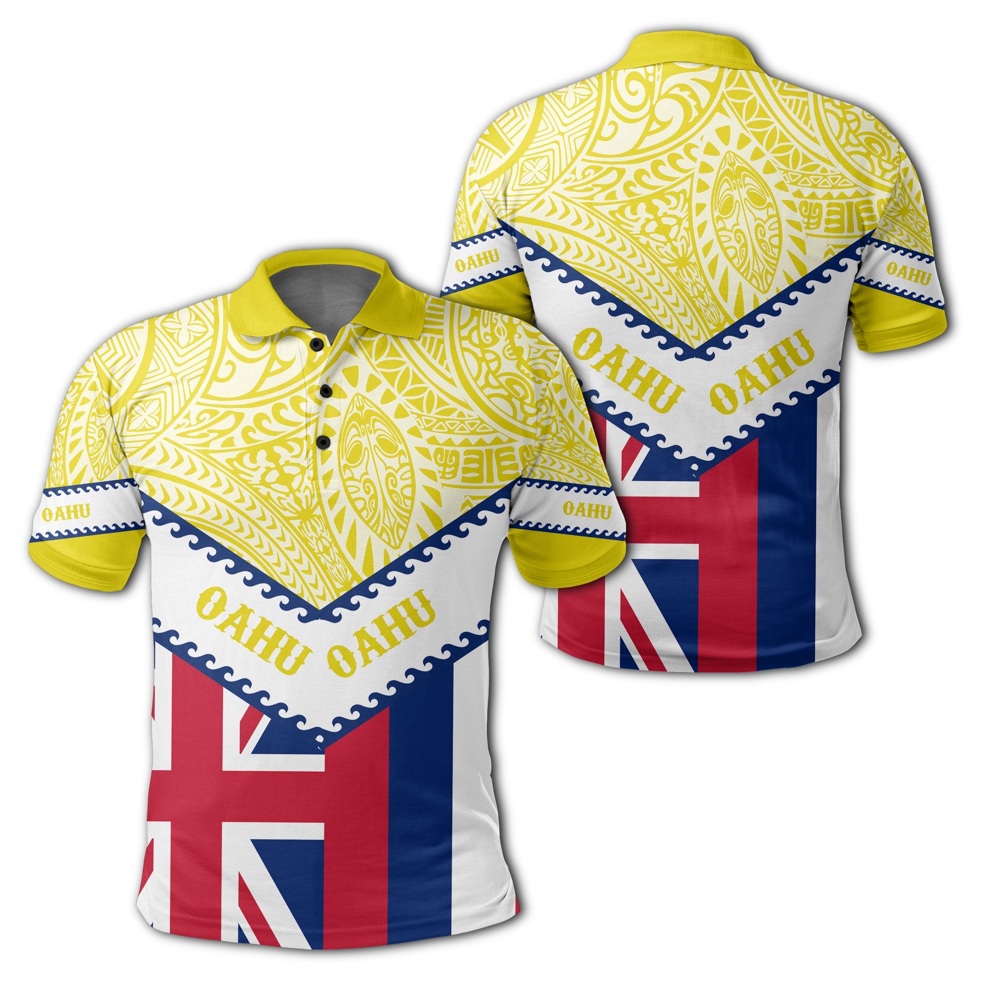 Hawaii Flag Oahu Polo Shirt Yellow Mit Style Unisex Yellow - Polynesian Pride