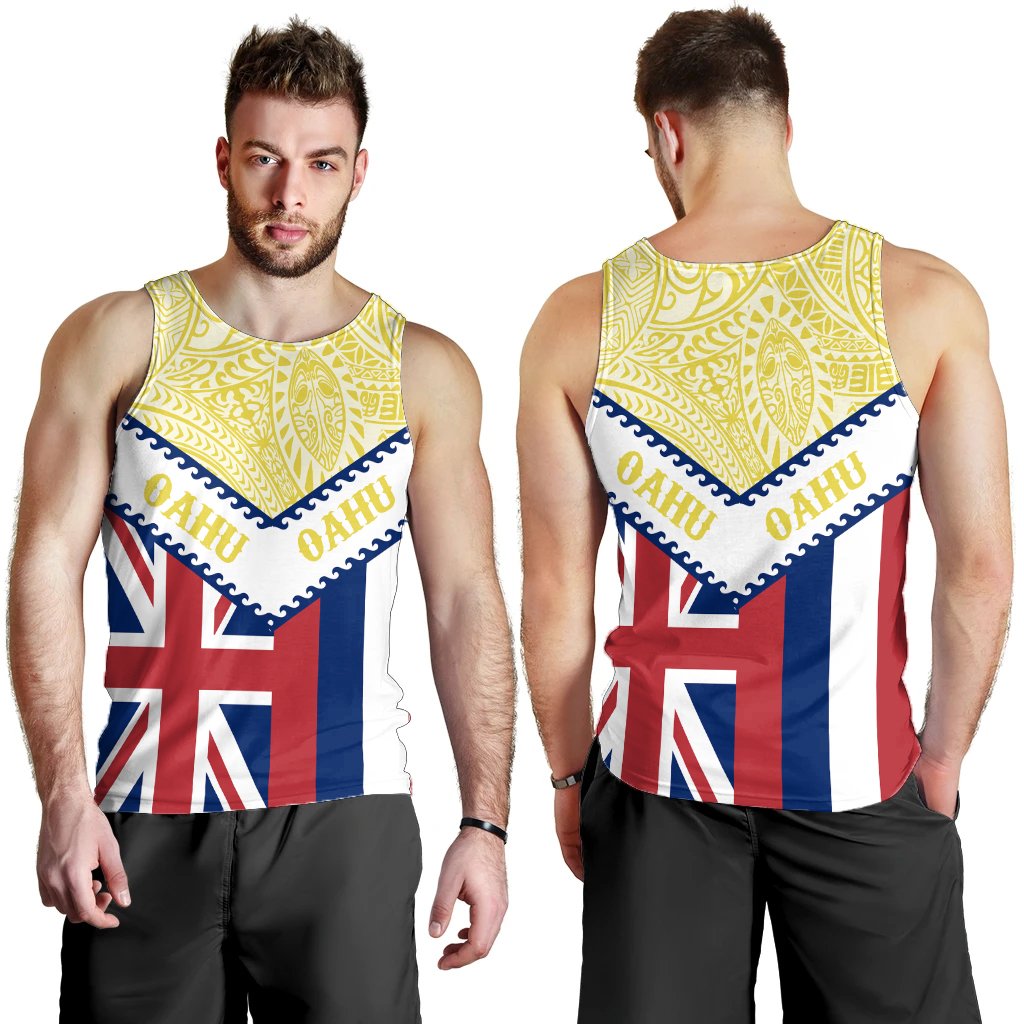 Hawaii Flag Oahu Men's Tank Top - Yellow - Mit Style - AH Yellow - Polynesian Pride