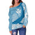 (Custom Personalized) Hawaii Kohol Humpback Whale Off Shoulder Sweater Cerulean LT7 Cerulean - Polynesian Pride