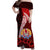 Tahiti Off Shoulder Long Dress Polynesian Coat Of Arm With Hibiscus LT9 - Polynesian Pride