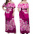 Polynesian Floral Tribal Off Shoulder Long Dress Pink LT9 - Polynesian Pride