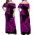 Hawaii Kakau Off Shoulder Long Dress Polynesian Floral Tribal Purple Version LT9 - Polynesian Pride