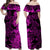 Hawaii Flowers Mix Tribal Pattern Matching Dress and Hawaiian Shirt Purple LT6 - Polynesian Pride