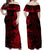 Hawaii Couple Outfits Hawaii Flowers Mix Tribal Pattern Matching Dress and Hawaiian Shirt Red LT6 - Polynesian Pride