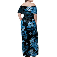 Hawaii Summer Colorful Off Shoulder Long Dress Light Blue LT6 - Polynesian Pride