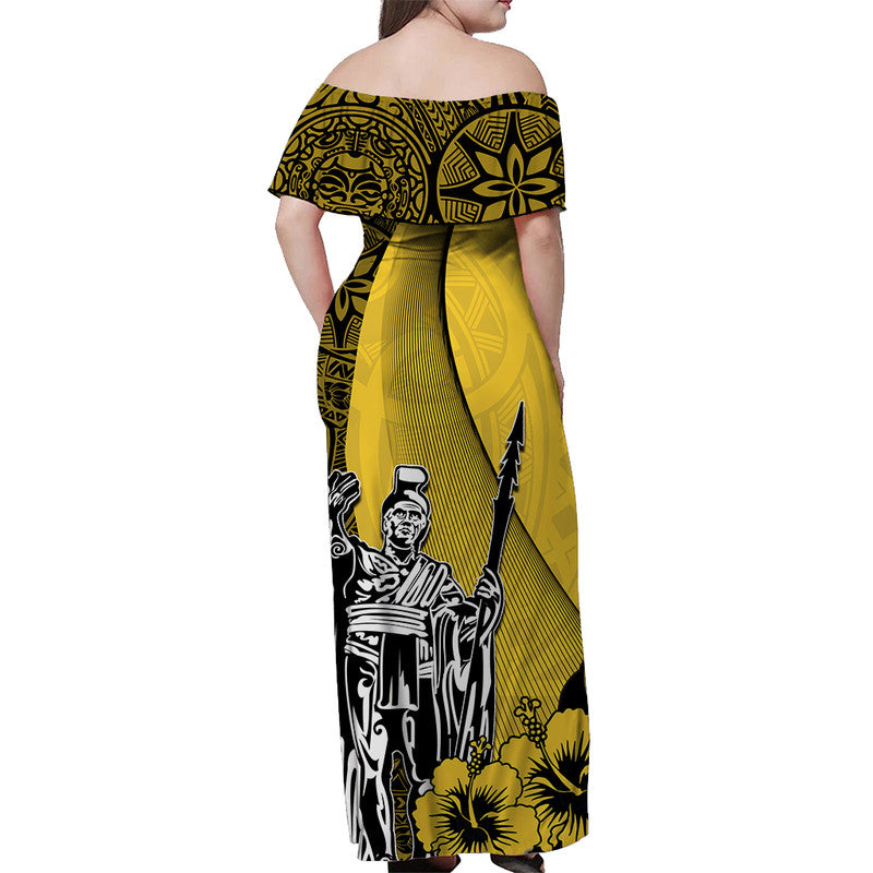 Hawaii King Kamehameha Matching Dress and Hawaiian Shirt Vibe Yellow Style LT6 - Polynesian Pride