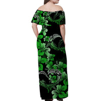 Polynesian Valentine Matching Dress and Hawaiian Shirt Hibiscus Flowers Green Style LT6 - Polynesian Pride