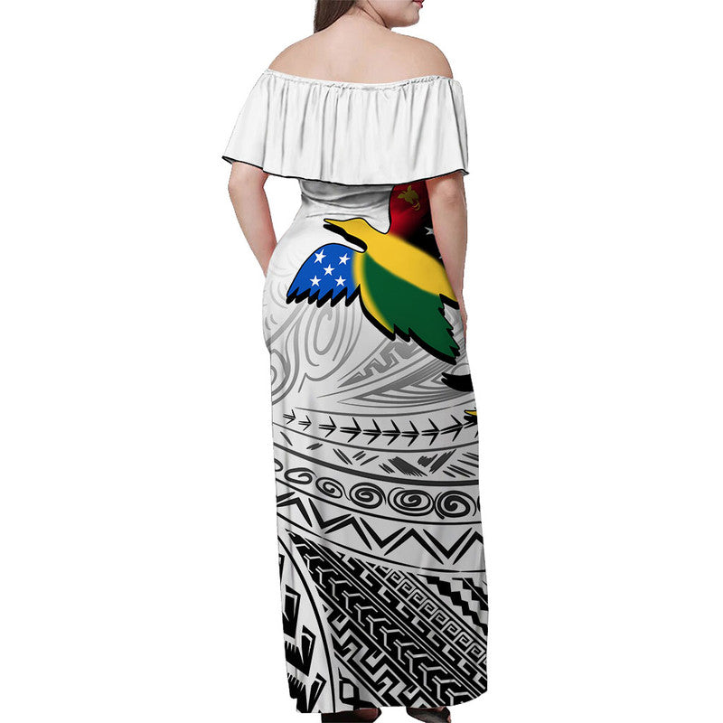 Papua New Guinea And Solomon Islands Off Shoulder Long Dress LT6 - Polynesian Pride