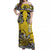 Niue Uga Off Shoulder Long Dress Tribal Patterns Yellow Style LT6 Women Yellow - Polynesian Pride