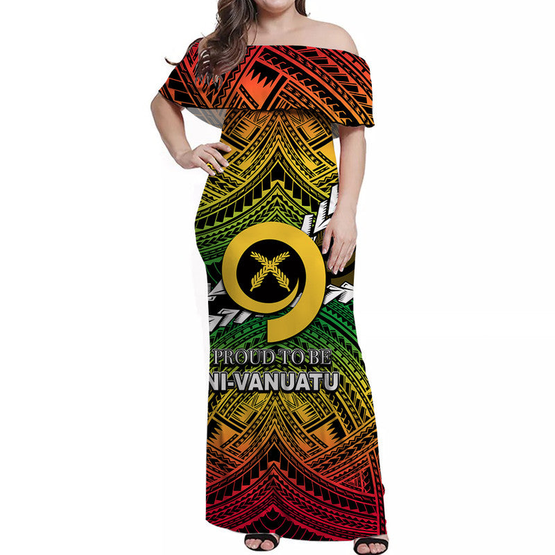 Proud To Be Ni - Vanuatu Off Shoulder Long Dress LT6 Women Red - Polynesian Pride