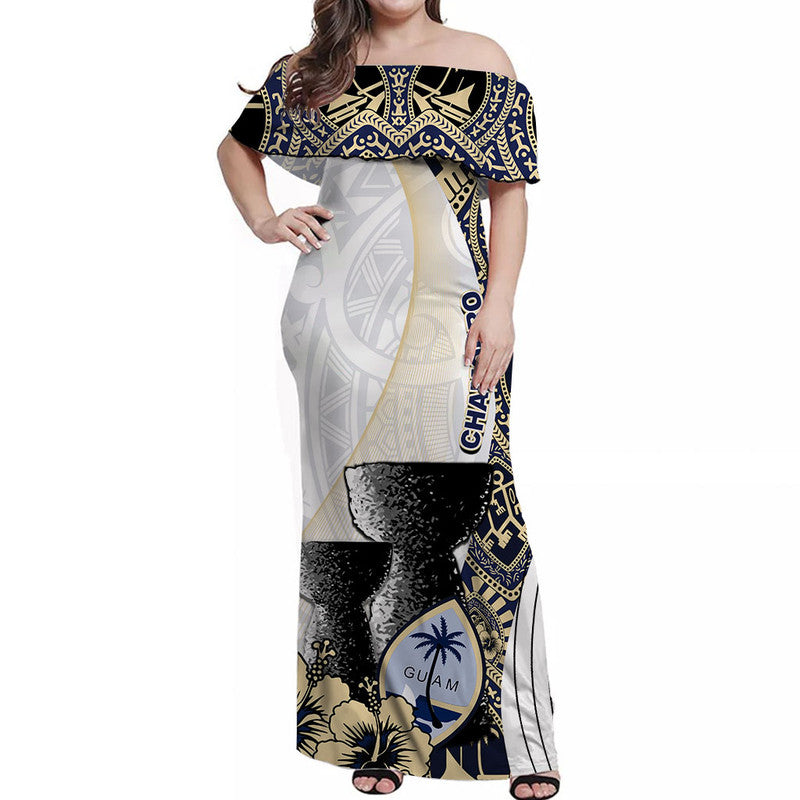 Guam Chamorro Off Shoulder Long Dress White Style LT6 Women white - Polynesian Pride