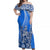 Hawaiian King Kamehameha Off Shoulder Long Dress Vibe Blue Style LT6 Women Blue - Polynesian Pride