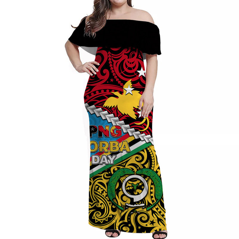 PNG Torba Day Off Shoulder Long Dress Happy Day LT6 Women Art - Polynesian Pride