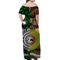 Maori Aboriginal Matching Hawaiian Shirt and Dress New Zealand Australia Together Green LT8 - Polynesian Pride
