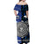 Samoa And New Zealand Off Shoulder Long Dress Together - Blue LT8 - Polynesian Pride