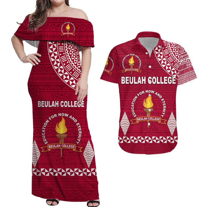 Tonga Polynesian Matching Hawaiian Shirt and Dresss Beulah College Simple Style LT8 Maroon - Polynesian Pride