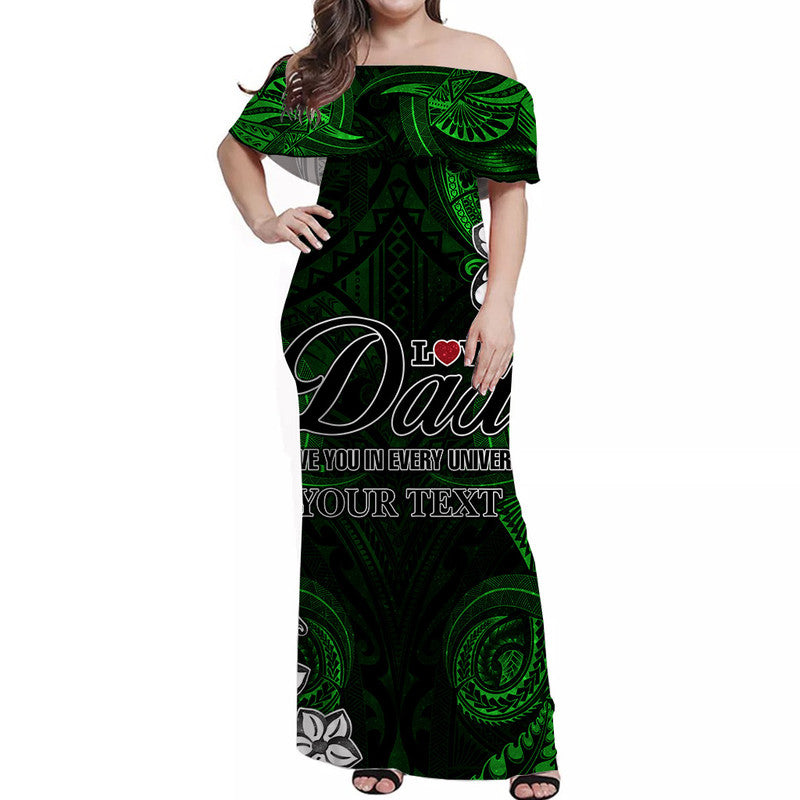 (Custom Personalised) Polynesian Fathers Day Off Shoulder Long Dress I Love You In Every Universe - Green LT8 Women Green - Polynesian Pride