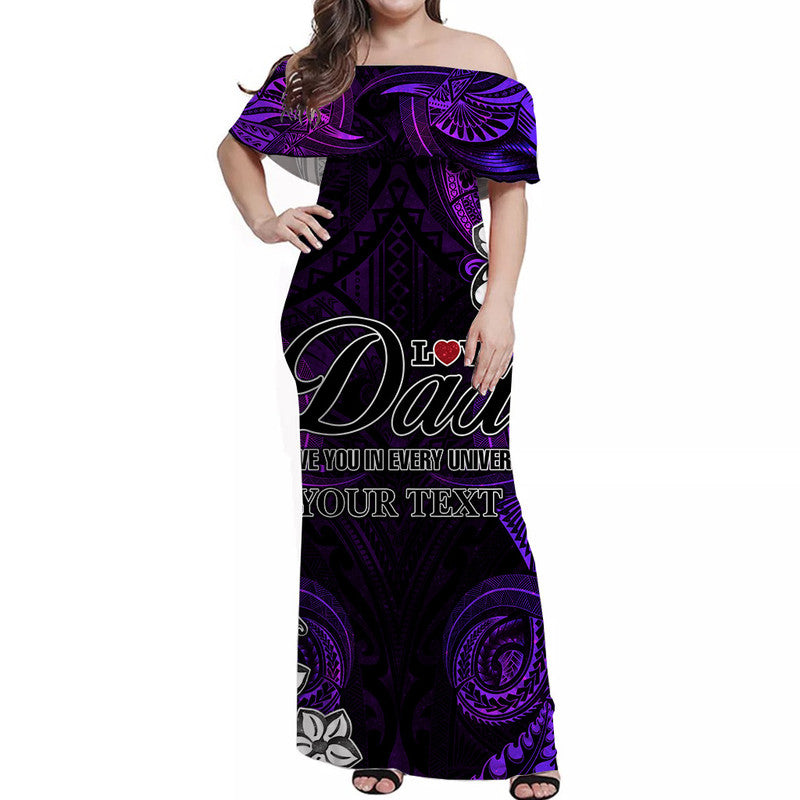 (Custom Personalised) Polynesian Fathers Day Off Shoulder Long Dress I Love You In Every Universe - Purple LT8 Women Purple - Polynesian Pride