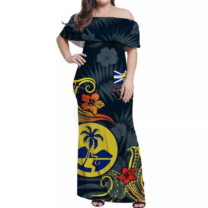 Lord Howe Island Off Shoulder Long Dress Unique Polynesian - Gradient Vibes LT8 Women - Polynesian Pride