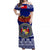 (Custom Personalised) Tonga Emancipation Day Off Shoulder Long Dress Independence Day - Fancy Kahoa Heilala Flower - Blue LT8 Women Blue - Polynesian Pride