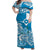 FSM Yap State Off Shoulder Long Dress Polynesian Floral Tribal LT9 Women Blue - Polynesian Pride