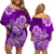 Polynesian Floral Tribal Off Shoulder Short Dress Purple LT9 - Polynesian Pride