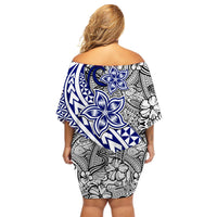 Traditional Polynesian Tribal Tattoo Retro Women Off shoulder Short Dress Blue LT9 - Polynesian Pride
