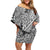 Traditional Polynesian Tribal Tattoo Retro Women Off shoulder Short Dress Grey LT9 Women Grey - Polynesian Pride