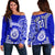 (Custom Personalised) Hawaii Moanalua High School Off Shoulder Sweater Tribal Kakau LT9 Women Blue - Polynesian Pride