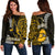 Hawaii Nanakuli High School Women Off Shoulder Sweater Tribal Kakau LT9 Women Yellow - Polynesian Pride