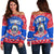 Samoa Tribal Polynesian Christmas Vibe Women Off Shoulder Sweater LT9 Women Blue - Polynesian Pride