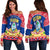 Guam Tribal Polynesian Christmas Vibe Women Off Shoulder Sweater LT9 Women Blue - Polynesian Pride