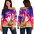 Hawaii Sunset with Hibiscus Off Shoulder Sweater Shaka Hang Loose LT7 - Polynesian Pride