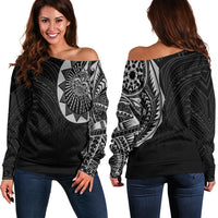 Polynesian Full Sleeve Tattoo Off Shoulder Sweater Silver Vibes LT7 - Polynesian Pride
