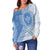 (Custom Personalised) FSM Kosrae Micronesian Pattern Off Shoulder Sweater Proud Islander LT7 Cerulean - Polynesian Pride