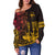 Hawaii Outrigger Canoe Paddling Off Shoulder Sweater Tribal Tiki LT7 Black - Polynesian Pride