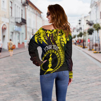 New Caledonia Personalised Off Shoulder Sweater Kanaky Mix Plumeria LT7 - Polynesian Pride