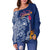 Hawaii Ukulele Unique Style Off Shoulder Sweater Hibiscus Pattern LT7 Blue - Polynesian Pride