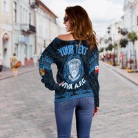 Personalised Tonga Apifo'ou College Off Shoulder Sweater Viva AFC - Black LT7 - Polynesian Pride