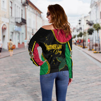 Vanuatu Father Lini Day Off Shoulder Sweater Simple Style LT7 - Polynesian Pride